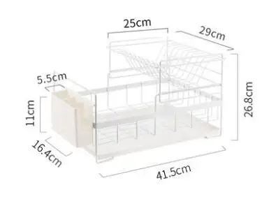 2layer-white 2 яруса сушилка для посуды кухонный держатель для мытья корзина Железный Съемный нож раковина Сушилка сушилка Органайзер pf921999 - Цвет: 2layer-white