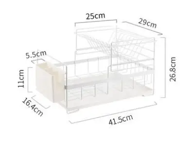 2 яруса сушилка для посуды кухонный держатель для мытья корзина Железный Съемный нож раковина Сушилка сушилка Органайзер pf921999 - Цвет: 2layer-white