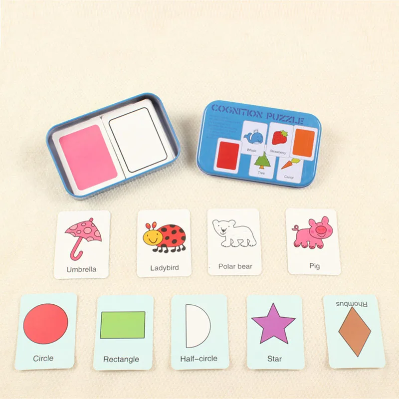 Kids Montessori Wooden Puzzle Toys Animal Graph Match Card Game Early Educational Materials Double-sided Puzzle Toy For Children 13