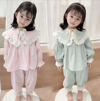 

2020 new girls 2 pcs printed set shirt+long pants fashion spring cotton girls pajama suit 2-7 years HM758