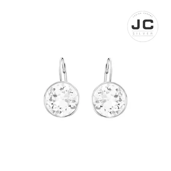 

New Fashion Charms Silver 925 Original Copy Female Jewelry,SWAn Bella Rhodium-plated Crystal-like Pierced Earrings With Logo