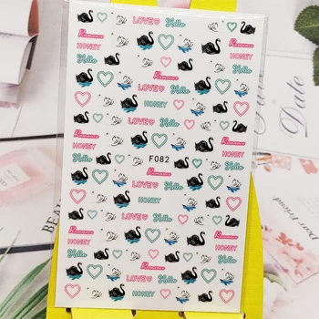 

3D Stickers for Nails Swan Goose Love Letter Designs Nail Art Decorations Foil Decals Wraps Manicure Accessories Decoraciones