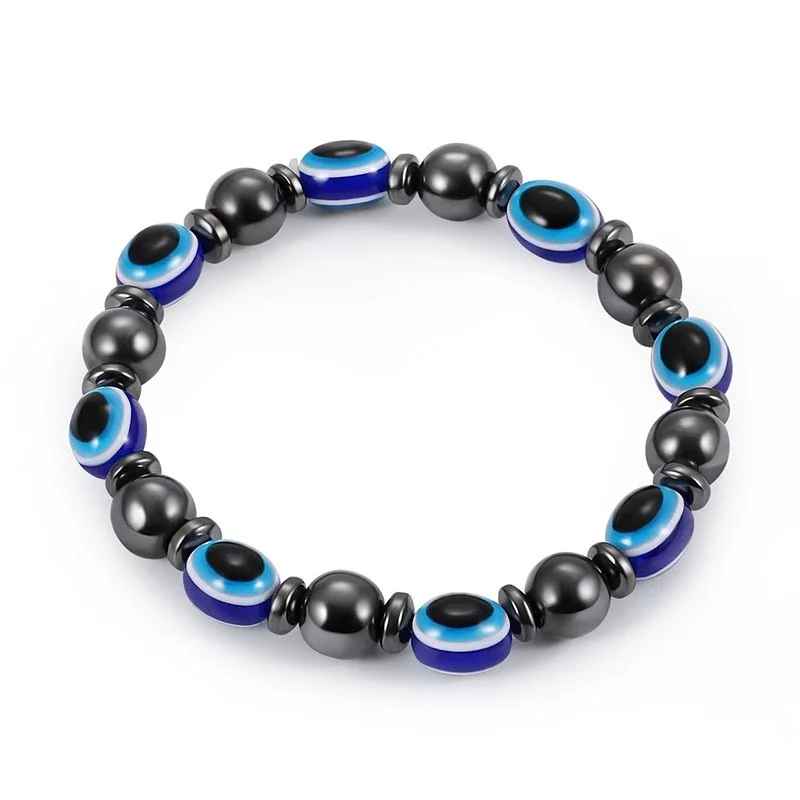 1 шт. Магнитный синий браслет evil eye beads бусины для похудения браслеты для женщин и мужчин потери веса камень ювелирные изделия для лечения - Окраска металла: Blue and black