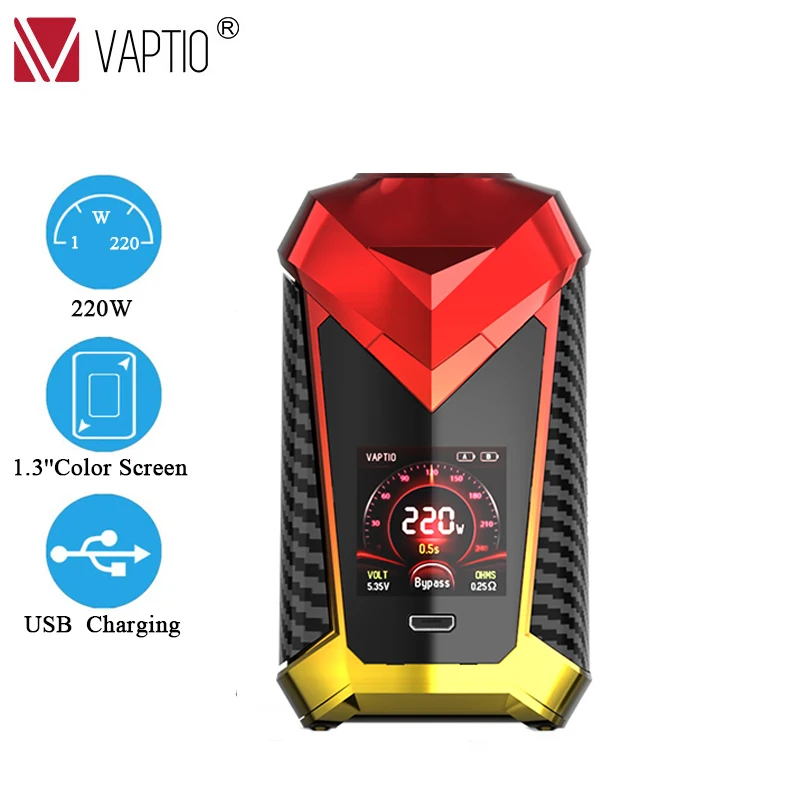 Kaufen 【SPECIAL SALES】Gift E zigarette Mod vape 220W Vaptio Super Cape box mod 510 gewinde 1,3 zoll HD farbe TFT bildschirm fit 18650 batterie