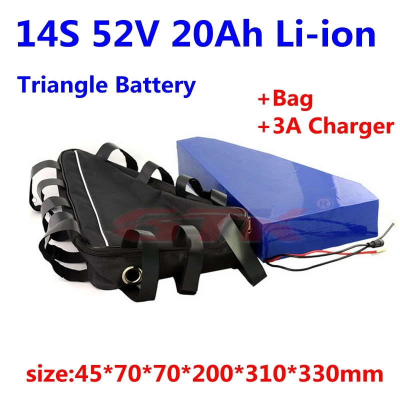 Треугольник 52V 20Ah литиевая батарея 51 8 V с BMS для 1500W мотор ebike Электрический