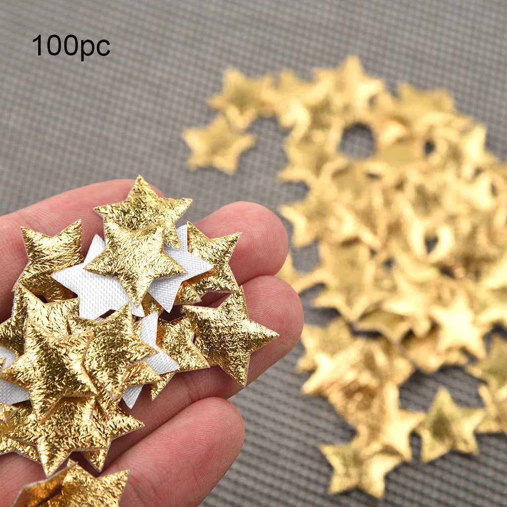 100pc Gold Silver Cloth Christmas Five-pointed Star Confetti Home Decor Christmas Tree Decorations Snowflake Confetti