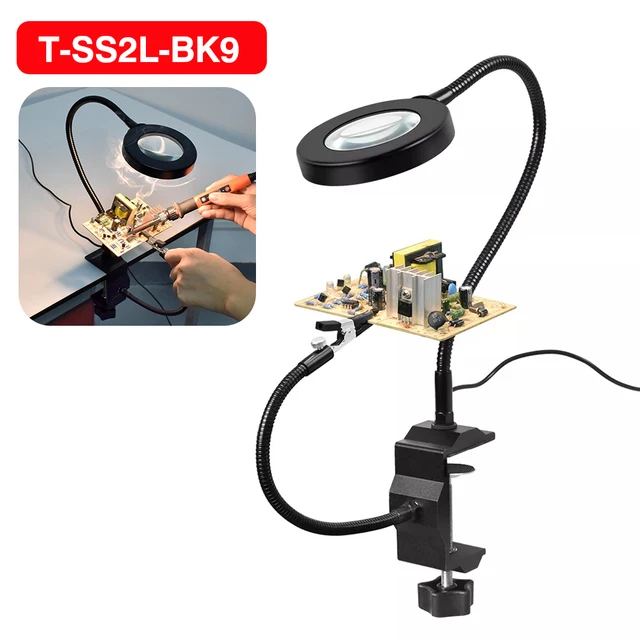 YH-KE Led 3X Magnifier Bench Vise Table Clamp Soldering Helping Hand Soldering Station USB 5Pc Flexible Arms Third Hand Tool Office Supplies YH-KE Led 3X Magnifier Bench Vise Table Clamp Soldering Helping Hand Soldering Station USB 5Pc Flexible Arms Third Hand Tool Office Supplies