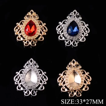 

5pcs/lot 33*27MM Flower Metal Alloy Flatback Snap Buttons for Hair Accessories Wedding Decorative