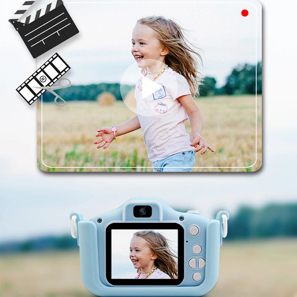 USB Charging With Protective Case Take Pictures Digital 2 Inch HD Screen Dual Lens Children Camera Birthday Gift Plastic Sports