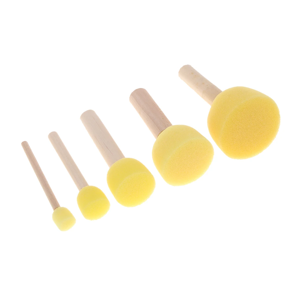 

5Sizes Sponge Stippler Paint Brushes Foam Brush For Stencils Creating