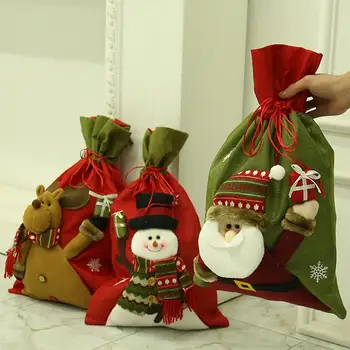 

Christmas Candy Bags Xmas Bear Snowman Santa Pattern Gift Pacaging Storage Bags Handheld Gift Holders Candy Bag Christmas Supply