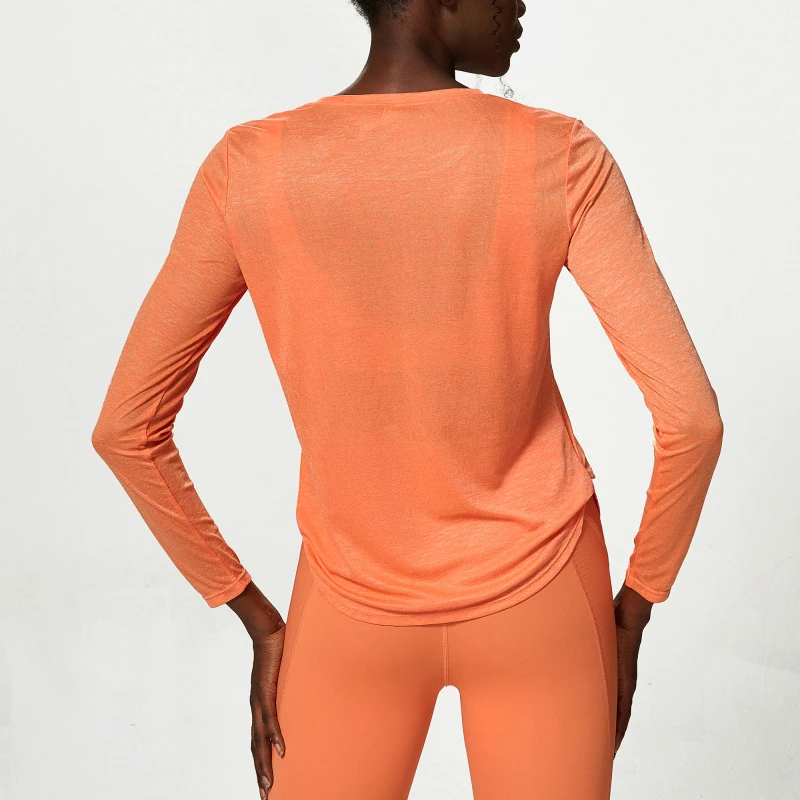 Women Long Sleeve Yoga Shirt Side Pleated Loose Workout Gym Top Breathable Quick Dry, yoga top,yoga shirt,sports shirt,sports t shirt