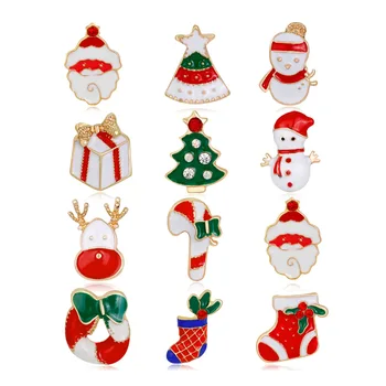 

12pcs/set of women's Christmas gifts cute and interesting jewelry Christmas Santa Claus Christmas tree Snowman stud earrings