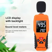 Цифровой уровень звука дБ метров 30 дБ~ 130 дБ децибе шум регистратор детектор диагностический инструмент тестер температуры с подсветкой