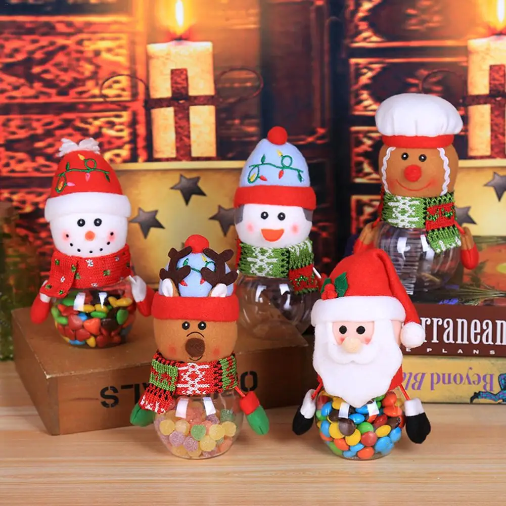 Christmas Decorations Plastic Candy Cans Old Snowman Transparent Gift Boxes Elk Decoration Children's Gifts | Дом и сад