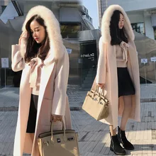 Зимние женские пальто осень и зима новое шерстяное пальто большого размера свободное толстое шерстяное пальто с капюшоном женское