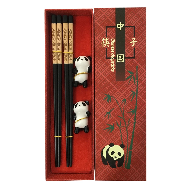 pauzinhos chineses feitos mão talheres conjunto de talheres panda pauzinhos caixa de presente conjunto de pauzinhos de madeira natural conjunto de louça