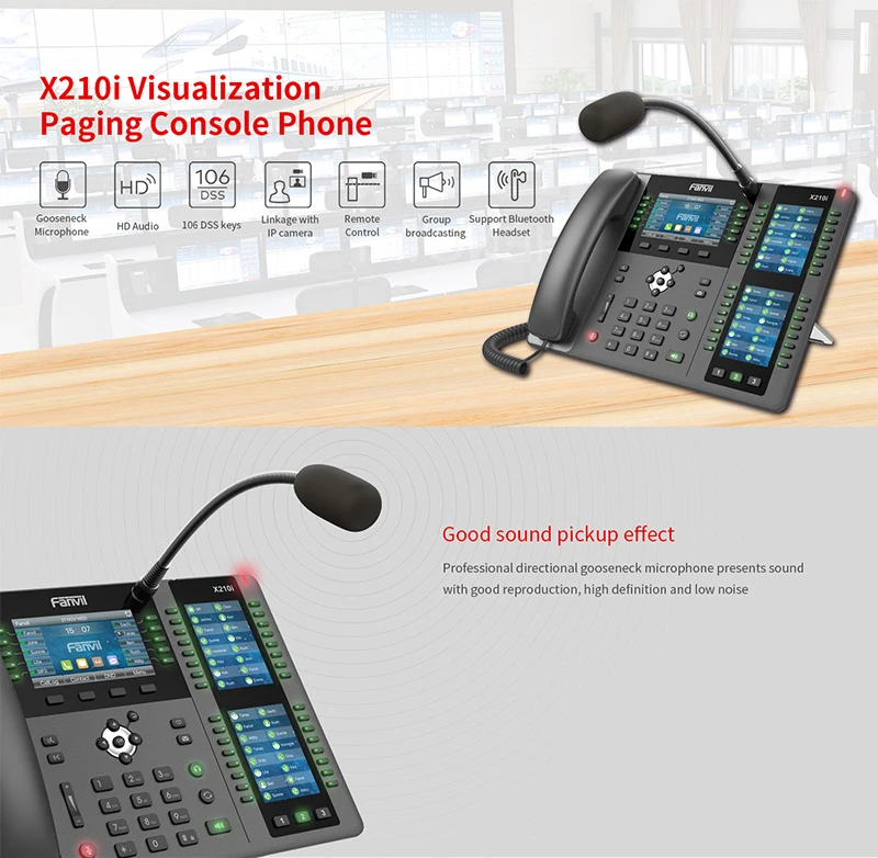 Fanvil X210i высококлассный корпоративный IP телефон+ микрофон VoIP беспроводной телефон визуализация подкачки консоль телефон HD аудио видео вызов