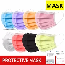 ¡En Stock! Mascarilla desechable con correa para las orejas, máscara facial no tejida de 3 capas, máscara de Cosplay para Halloween, 50 Uds.
