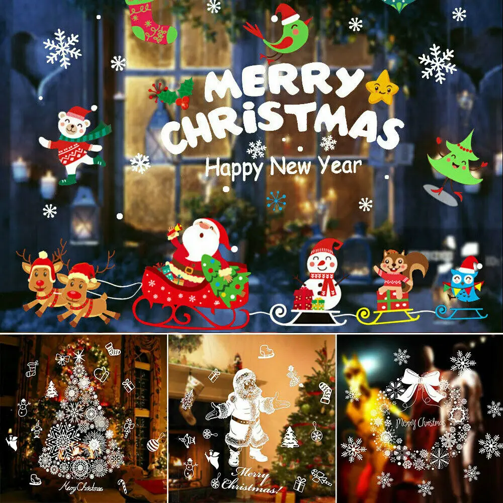 Christmas Xmas Santa Removable Window Stickers Art Decals Wall Home Shop Decors Christmas Xmas Santa Removable Window Stickers Art Decals Wall Home Shop Decors