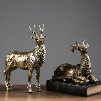 

Nordic Style Resin Deer Decoration Miniatures Ornament 3D Solid Lucky Deer Home Furnishing Living Room Home Decoration