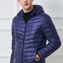 Мужской повседневный легкий теплый пуховик с капюшоном, зимняя модная куртка, Мужская Спортивная Удобная теплая куртка, одежда