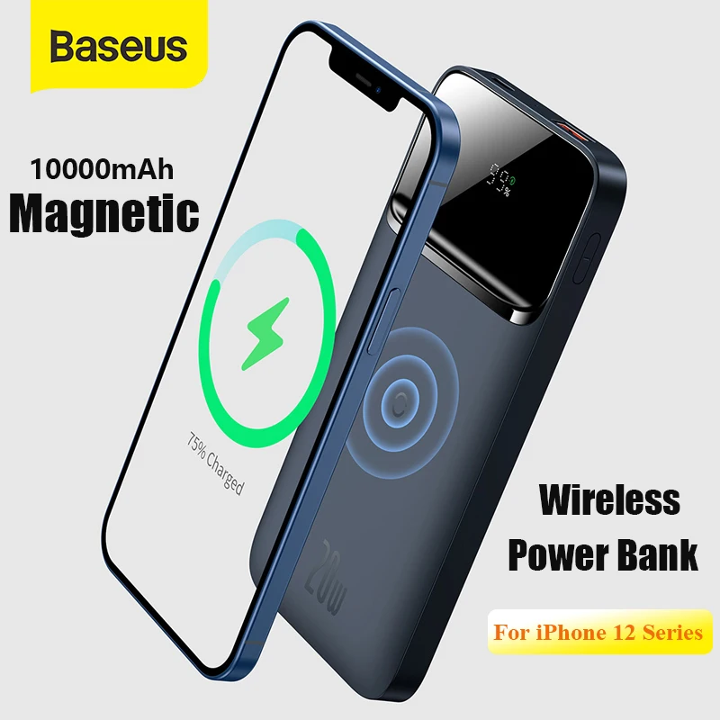 Baseus Power Bank 10000mAh PD 20W Magnetic Wireless Charger PowerCore External Battery Portable Powerbank For iPhone 12 Series