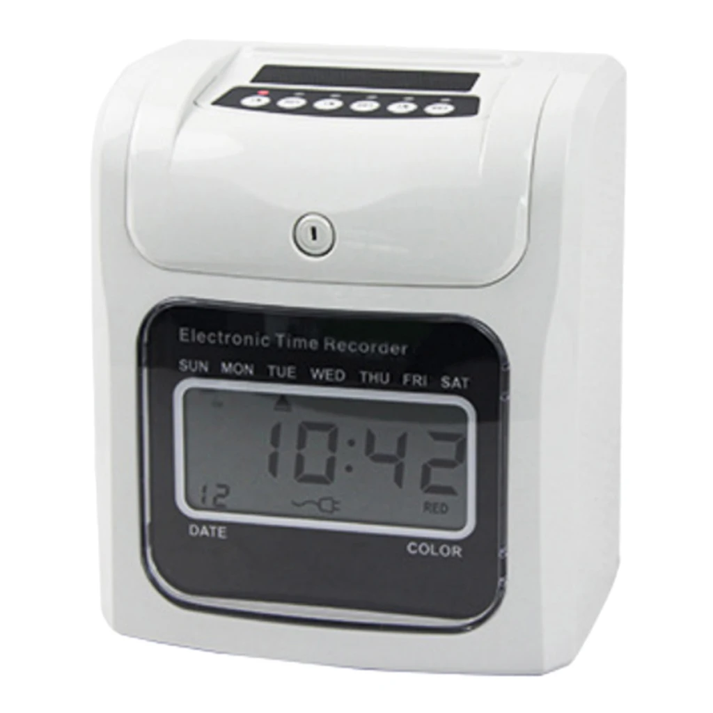 Office Employee Attendance Digital Time Clock LCD Display w/50 Cards UK Plug