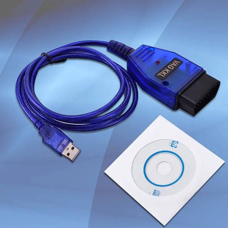 Крупнейший поставщик USB кабель KKL VAG-COM 409,1 для OBD2 II диагностический сканер VW/Audi/Seat VCDS UK - Цвет: Синий