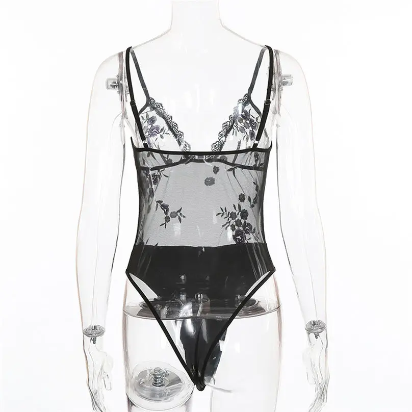 New Women Sexy Sling Lace Lingerie Jumpsuit Embroidery latex catsuit Lace Bodysuit Sleepwear bodystocking сексуальное белье 4A13 (10)