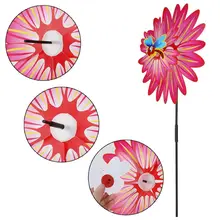 Двойные двухслойные ветряные игрушки в виде ветряной мельницы, красочные вращающиеся Цветочные вертушки, украшения сада, Мультяшные милые насекомые на открытом воздухе