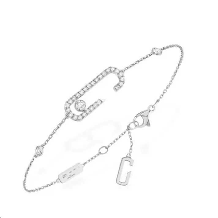 C Shape Move Stone Women Hand Chain Bracelet Brand Design Full Stones 925 Sterling Silver MESC Bracelet pulseras mujer moda