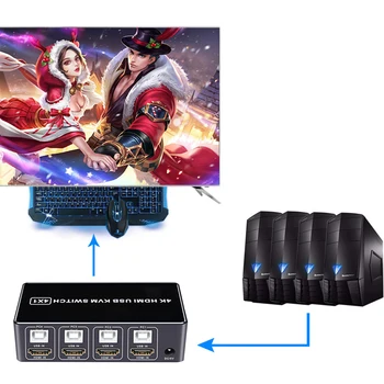

4K USB Switcher From Port HDMI KVM In 4 Out 1 4K*2K For Mac Os Win10 / 8