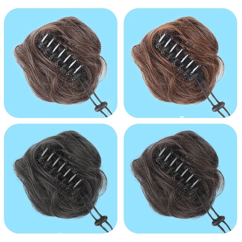 LM женские вьющиеся шиньон волосы на заколках для наращивания шиньон булочка для невесты черный синтетический шиньон высокая температура волос булочка