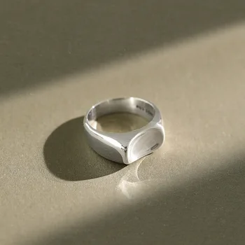 

8.7MM Minimalism Heavy Rings 100% Authentic 925 sterling silver Glossy concave Geometric Band Ring Irregular Jewelry TLJ1186