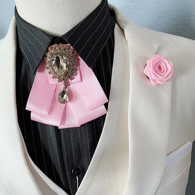 Free Shipping New male fashion Men's Wedding Groom Party Hosts Flower Collar flower Bow Tie pocket towel set 2 PCS SET - Цвет: set 29