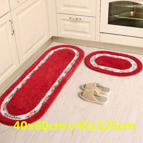 Oval Red 40x6045x125 Пасторальный стиль напольный коврик в ванную мульти размер Овальный коврик для домашнего декора Противоскользящие коврики для ванной комнаты домашний коврик на кухню коврик - Цвет: Oval Red 40x6045x125