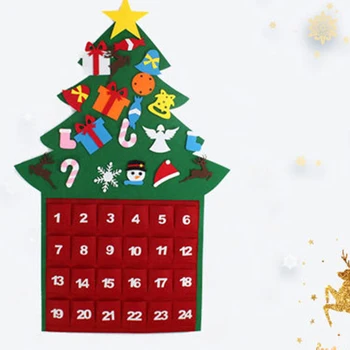

Felt Christmas Tree Ornaments Advent Calendar Set DIY Xmas Countdown Decorations Wall Door Hanging Gift for Kids
