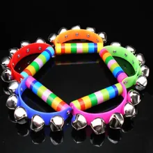 1 шт. деревянные музыкальные погремушки инструменты Развивающие игрушки полукруг геометрическая форма Jingle ручное кольцо-погремушка колокольчики