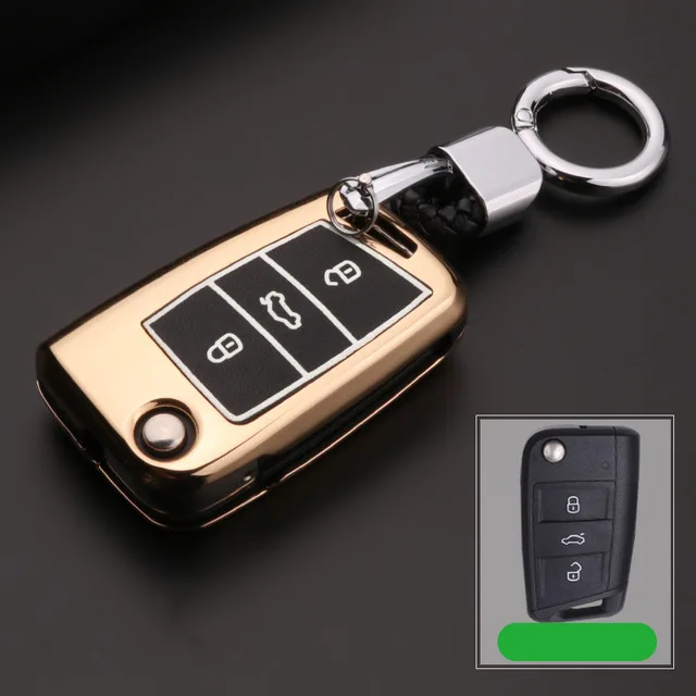 Автомобильные аксессуары для VW Golf7 Bora Jetta POLO MK 7 Passat Skoda Kodiaq Superb Octavia Combi A7 A5 Fabia SEAT Ibiza Leon чехол для ключей - Название цвета: gold