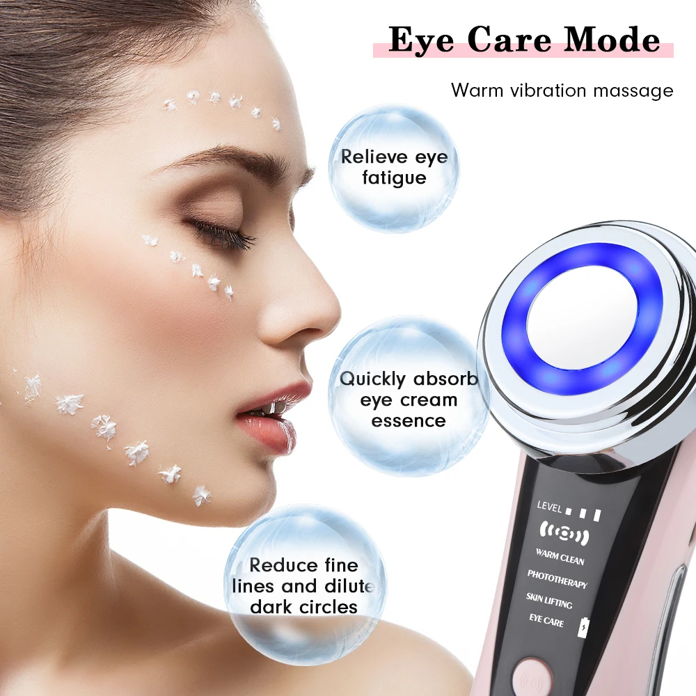 5 In 1 Facial Beauty Device Light Therapy Wrinkle Removal Rejuvenation Warm Massage Cleansing Lifting Tighten Skin Care Tool