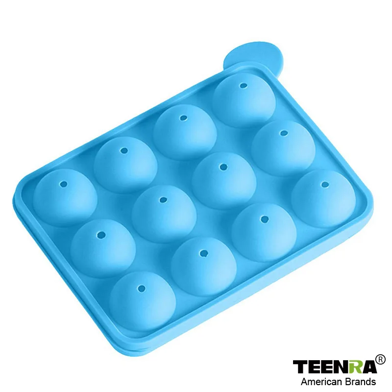 Blue TEENRA 12 отверстий шариковая форма леденец форма силиконовая форма для леденцов для шоколада для выпечки ледяной лоток Конфеты Плесень принадлежности для приготовления кондитерских изделий - Цвет: Blue