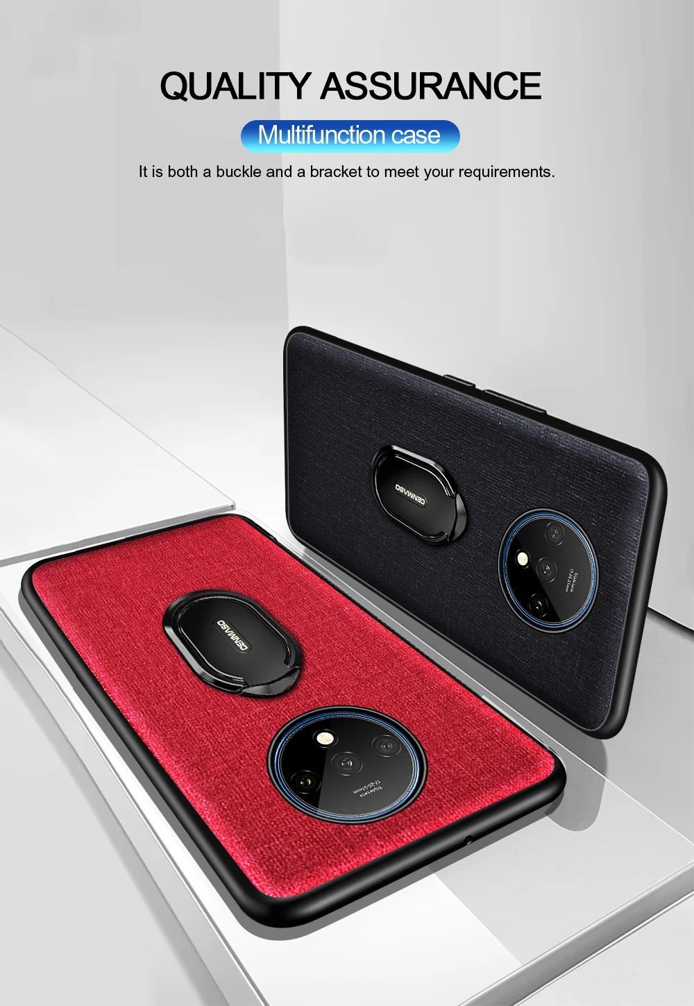 Противоударный чехол Cenmaso для Oneplus 7 T, задний Чехол для Oneplus 7T One Plus 7T Pro, магнитный автомобильный держатель, кольцо, ткань, текстурный чехол