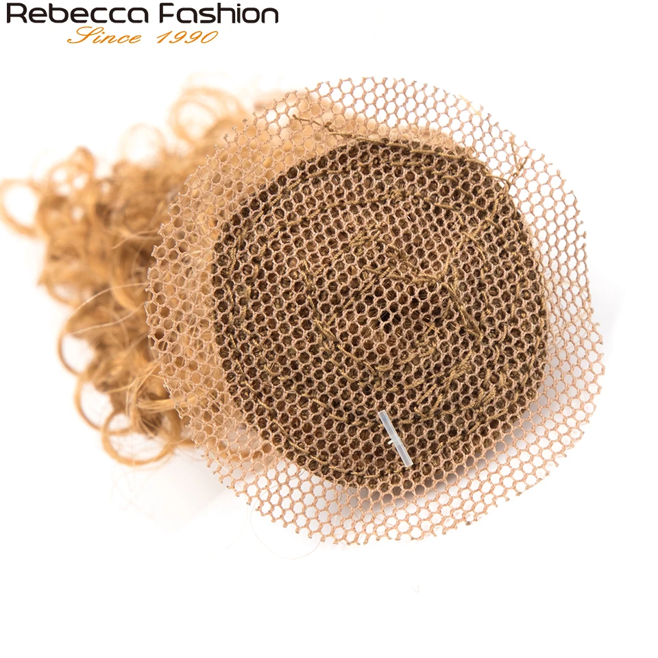 Rebecca 7-7.5" Short Curly Hair Bundles With Closure Remy Human Hair Weave 5 Bundles With Closure 6pc Double Drawn 27 99g P4/27 human hair extensions human hair bundles human hair weave