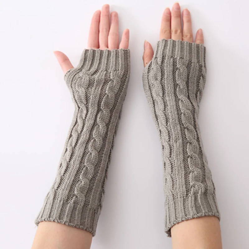 Fingerless Knitted Mittens Unisex Fashion Twist Jacquard Male Female Knitting Half Finger Gloves Thermal Arm Sleeve G-2