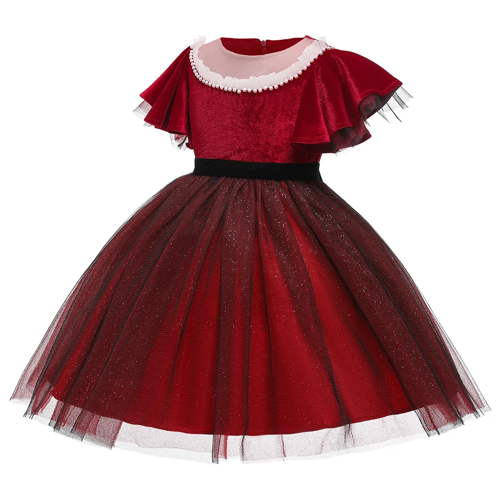 New Year Teenage Girl Christmas Dress for Girls Prom Wedding Party - Red Girl Dress with Children Clothes image 2
