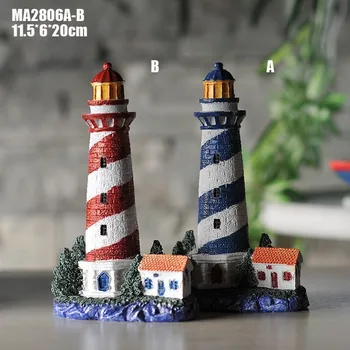 

Resin Nautical Lighthouse Mediterranean Style Household Decoration Lighthouse Decor Hangings Marine lighthouse figurines