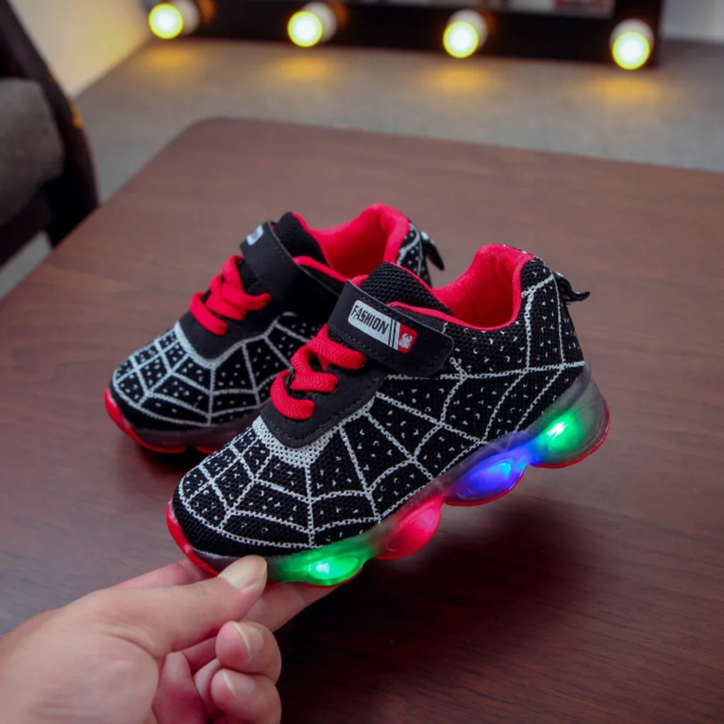 Led Luminous Kids Shoes For Boys Girls Light Children Glowing Baby Sneakers Cartoon Mesh Running Sport Shoes Zapatillas Zapatos