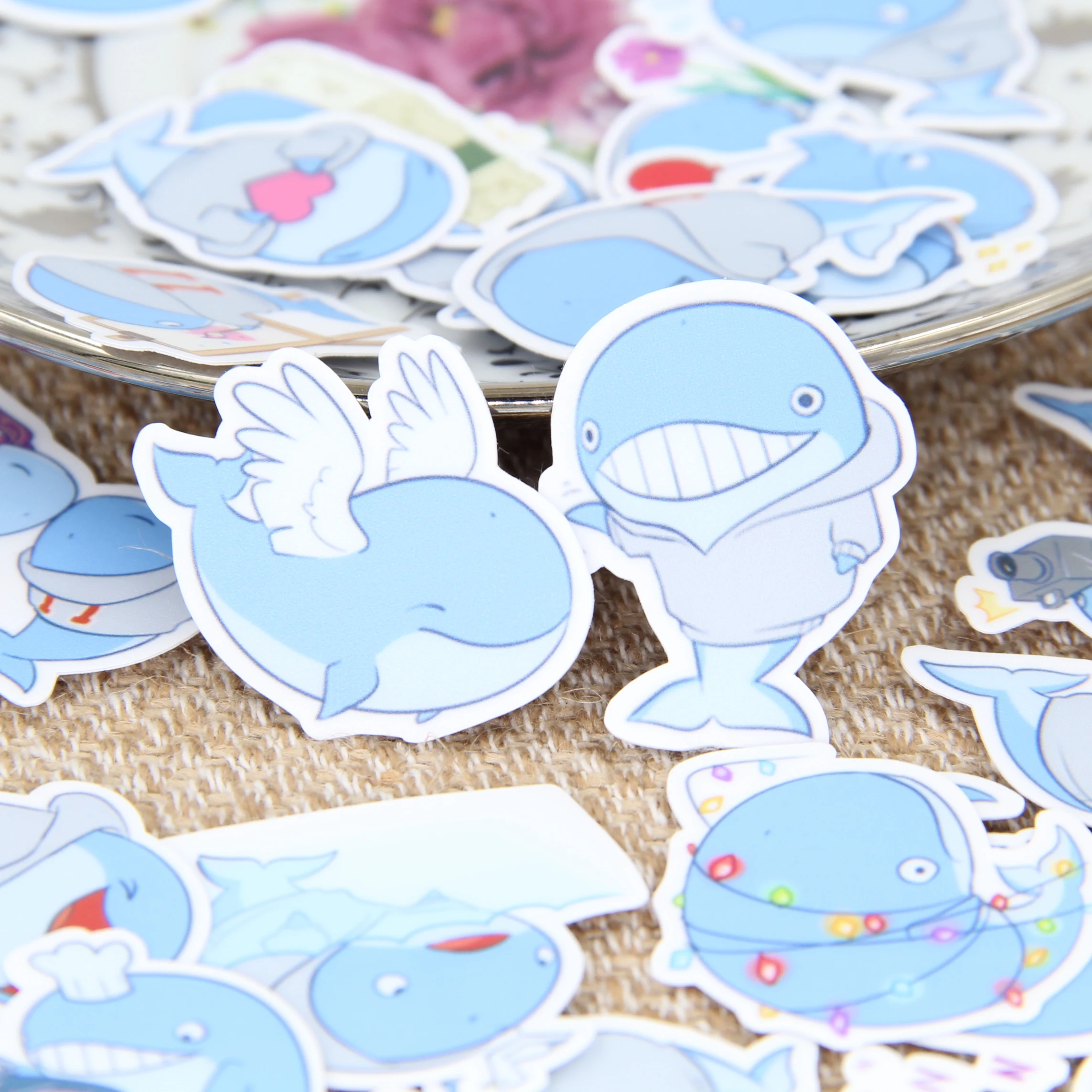 

40pcs Cute blue little whale stickers/Scrapbooking Stickers /Decorative Sticker /DIY Craft Photo Albums