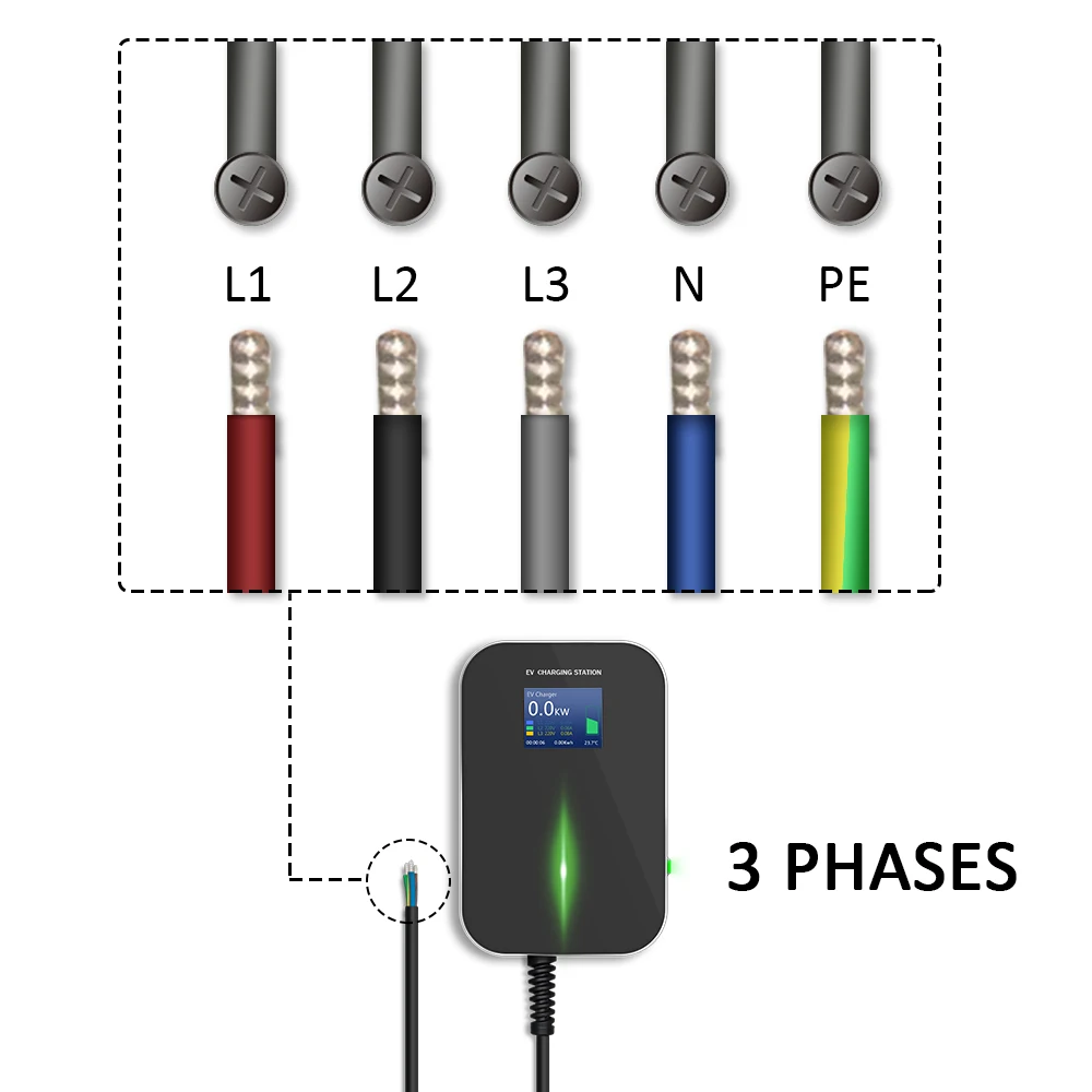 32A 3 Phase 22KW EV Charger Electric Vehicle Charging Station Type 2 Socket IEC 62196-2 With Holder for Audi BWM Volkswagen...